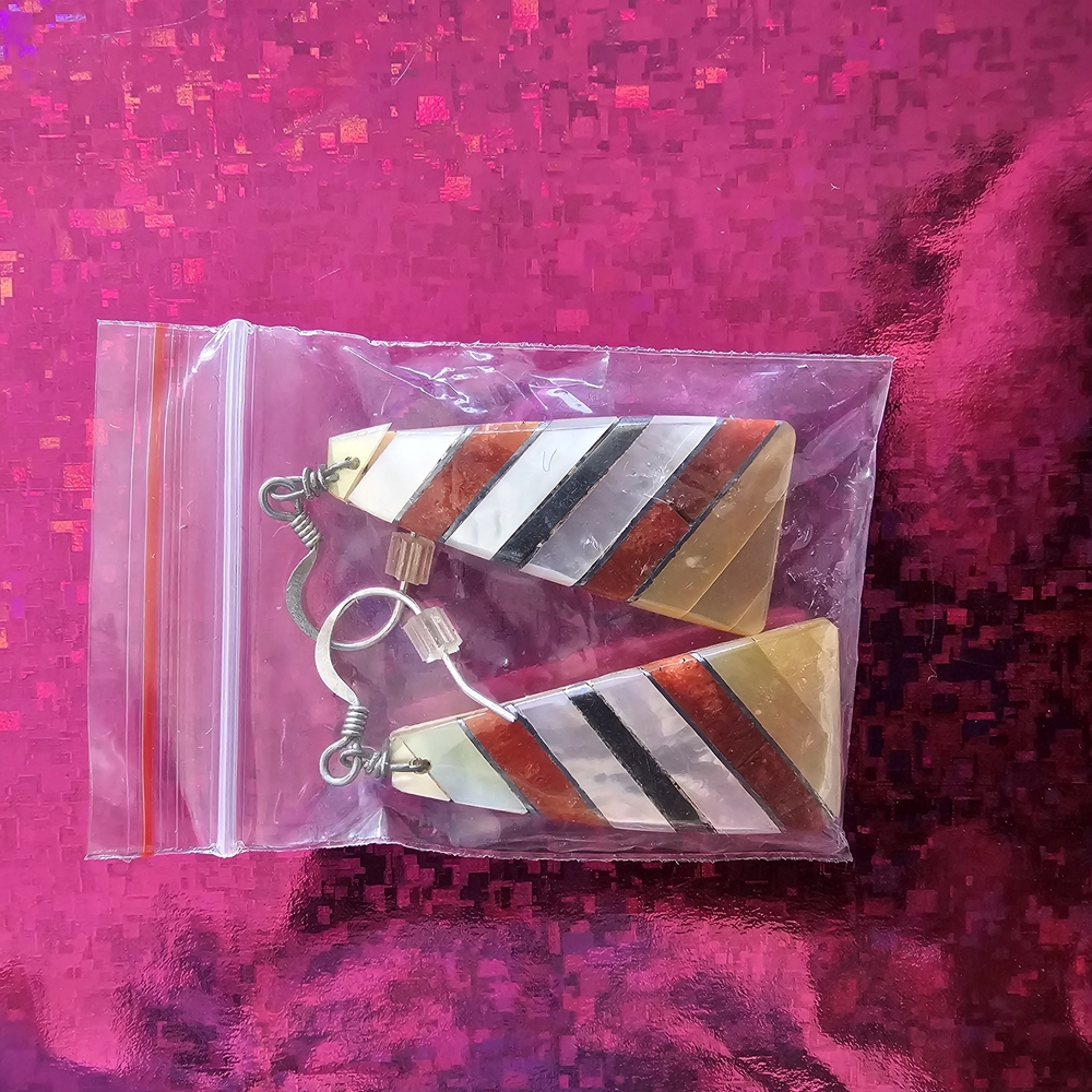 Striped Gold and Black Earrings